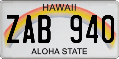 HI license plate ZAB940