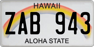 HI license plate ZAB943