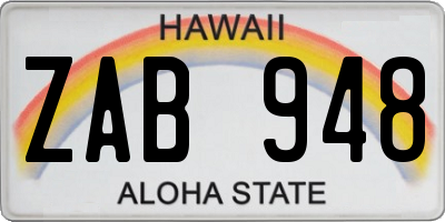 HI license plate ZAB948