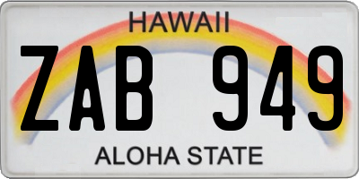 HI license plate ZAB949