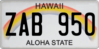 HI license plate ZAB950