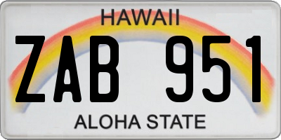 HI license plate ZAB951