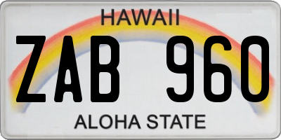 HI license plate ZAB960