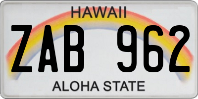HI license plate ZAB962