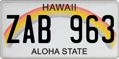 HI license plate ZAB963