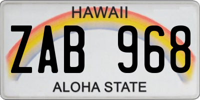 HI license plate ZAB968