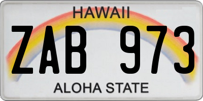 HI license plate ZAB973