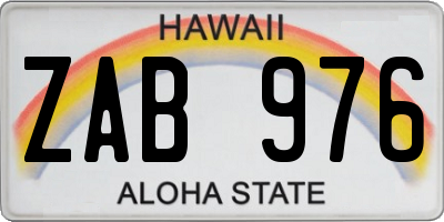 HI license plate ZAB976