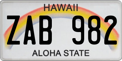 HI license plate ZAB982