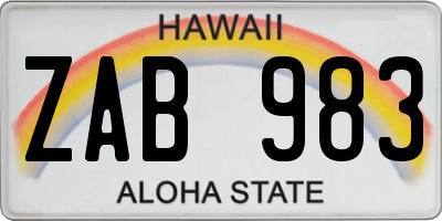 HI license plate ZAB983