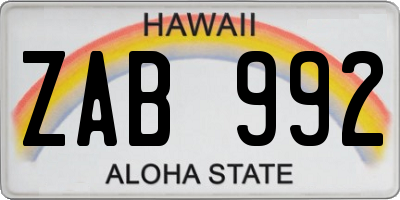 HI license plate ZAB992