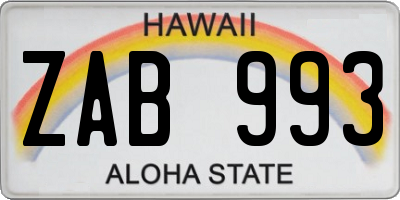 HI license plate ZAB993