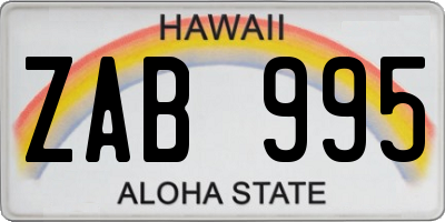 HI license plate ZAB995