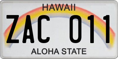 HI license plate ZAC011