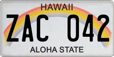 HI license plate ZAC042