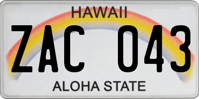 HI license plate ZAC043