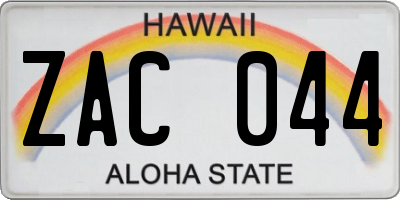 HI license plate ZAC044