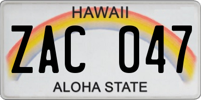 HI license plate ZAC047