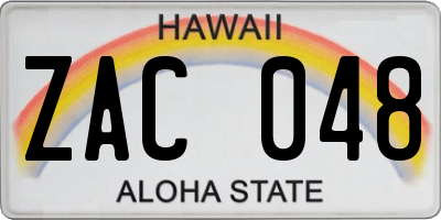 HI license plate ZAC048