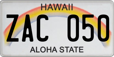 HI license plate ZAC050