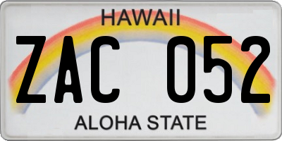 HI license plate ZAC052