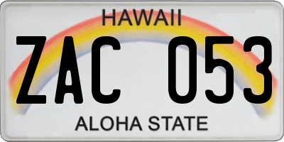 HI license plate ZAC053