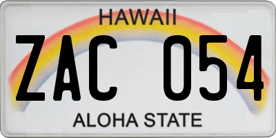 HI license plate ZAC054