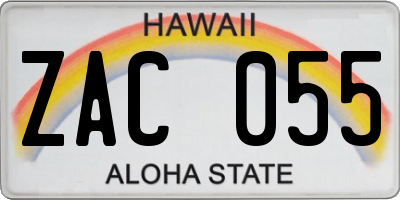 HI license plate ZAC055