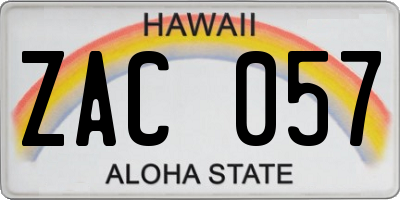 HI license plate ZAC057