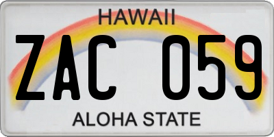 HI license plate ZAC059