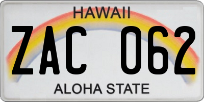 HI license plate ZAC062