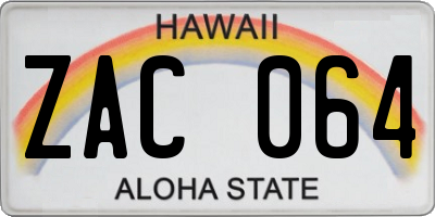 HI license plate ZAC064
