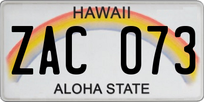 HI license plate ZAC073