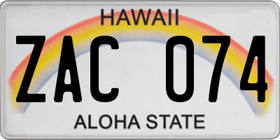 HI license plate ZAC074