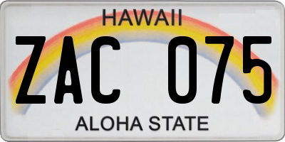 HI license plate ZAC075