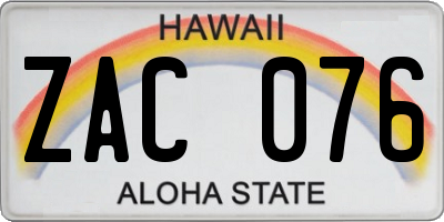 HI license plate ZAC076