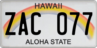 HI license plate ZAC077