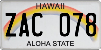 HI license plate ZAC078