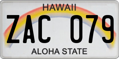 HI license plate ZAC079