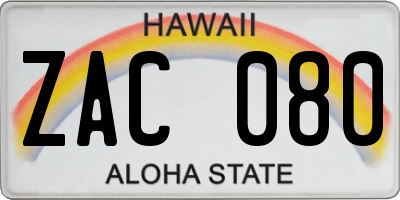 HI license plate ZAC080