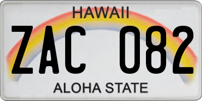 HI license plate ZAC082