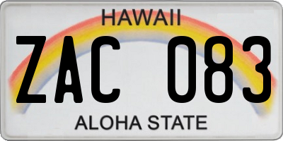 HI license plate ZAC083