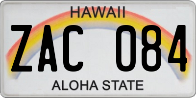 HI license plate ZAC084