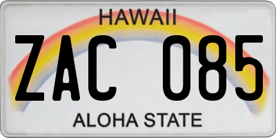 HI license plate ZAC085