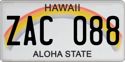 HI license plate ZAC088