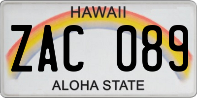 HI license plate ZAC089
