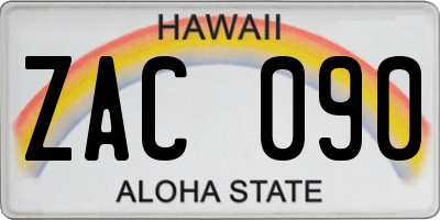 HI license plate ZAC090
