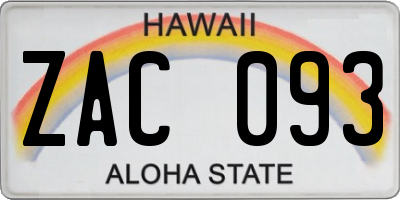 HI license plate ZAC093
