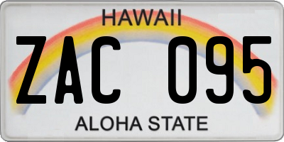 HI license plate ZAC095
