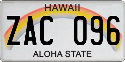 HI license plate ZAC096